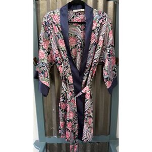 KATHRYN VTG Floral Silky Satin Small Robe Sleep Intimates Lounge Wedding Night